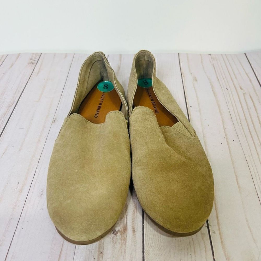 Lucky Brand Tan Suede Slip On Flats Loafers